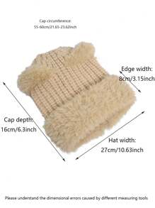 1 件裝女式冬季毛絨耳罩帽可愛熊耳朵防風保暖針織帽 - 駝色 - 查看 2