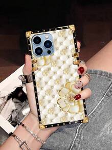 1pc Sheepskin Texture 2D Flat Pattern High Heels Texture Rectangle Phone Case Compatible With Iphone 15 Pro Max/IPhone 7P/8Plus/XR/XS Max/11/11 Pro/11 Pro Max/12/12 Pro/12 Pro Max/13/13 Pro/13 Pro Max/14/14 Pro/14 Plus/14 Pro Max/15/15 Pro/15 Plus/15 Pro Max, Galaxy, OPPO Realme C53/C55, Redmi Note12 Pro+ 5G/Note13 Pro, Vivo Y36 5G, Infinix Note 12/HOT40/Note 30/Spark20 Pro/HOT30i - Gold - View 1