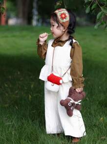 1 件手工針織蘑菇形斜挎包女孩,適合日常和旅行時尚搭配 - 紅白色 - 查看 2