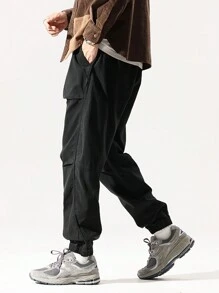 Pantalones De Trabajo Sueltos Al Aire Libre Para Hombres - Negro - Ver 8