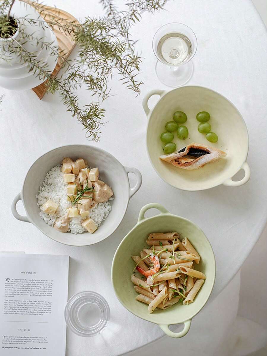 1 件，小麦秸秆饭碗，家用圆形陶瓷碗，用于面条水果汤米饭莎拉，轻巧且牢不可破，适用于洗碗机和微波炉，餐具，厨房用品