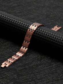 Vintage Red Copper Color Magnetic Bracelet, Embedded With 3000 Gauss Strong Magnet, Great Gift For Men, Suitable For Holidays, Father's Day, Christmas, Expressing Friendship - Burgundy - View 4