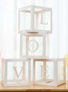 4入組透明信箱套裝,適用於嬰兒愛心生日、婚禮、派對顯示與裝飾 - 白色 - 查看 4