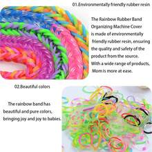 1套600入組彈性繩手鍊工具組裝,diy智能兒童玩具,可編織友誼手鍊,適合女孩生日禮物手工藝工具套裝 - 彩色 - 查看 2