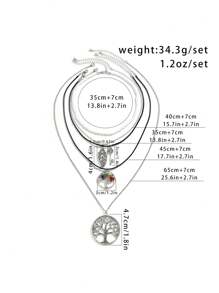 5 件/套波西米亚和嬉皮风格女士创意时尚花盘，不对称水晶，子弹形，眼睛形吊坠和多色串珠项链，珠子颜色随机 - 彩色 - 查看 6