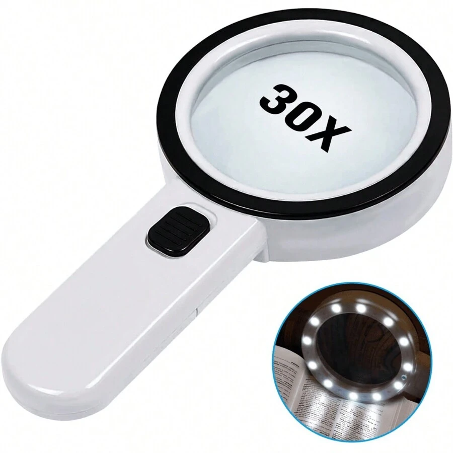 1 Lupa Con 12 Luces Led, Lupa 30x Para Lectura - Blanco - Ver 1