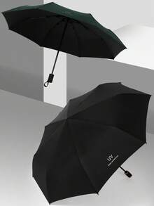 1pc Solid Color Uv Protection 3-folding Umbrella, Sun & Rain With Black Coating, Summer/winter Use For Men And Women - UV solid color umbrella - View 7