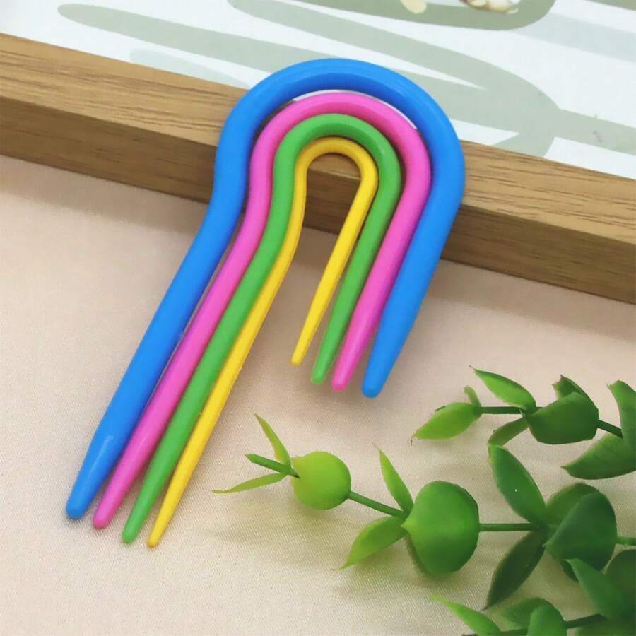 1套塑料編織針,適用於手工圍巾、毛衣u型扭曲針織編織縫紉配件 - 彩色 - 查看 1