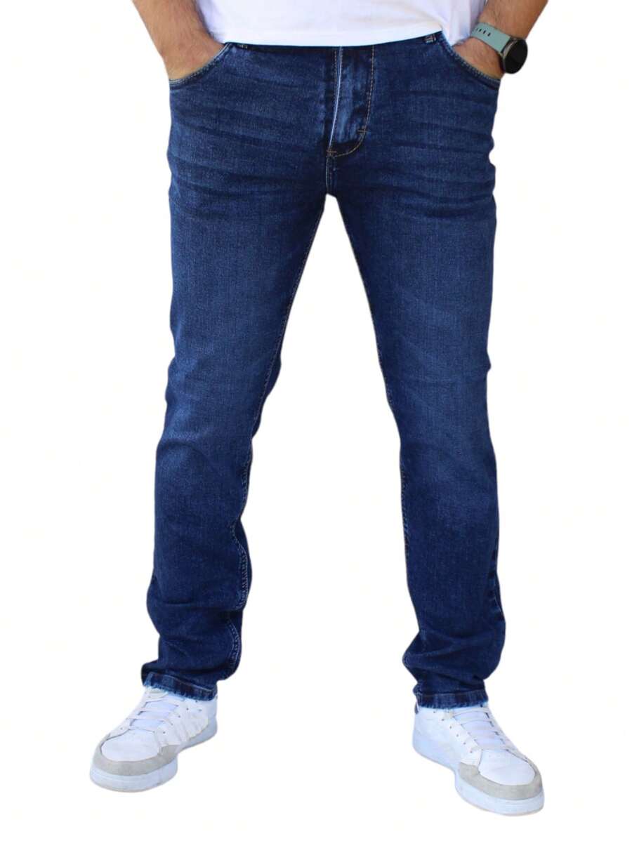Slim Fit Stretch Denim Pants For Men John Silver - Medium Wash - View 1