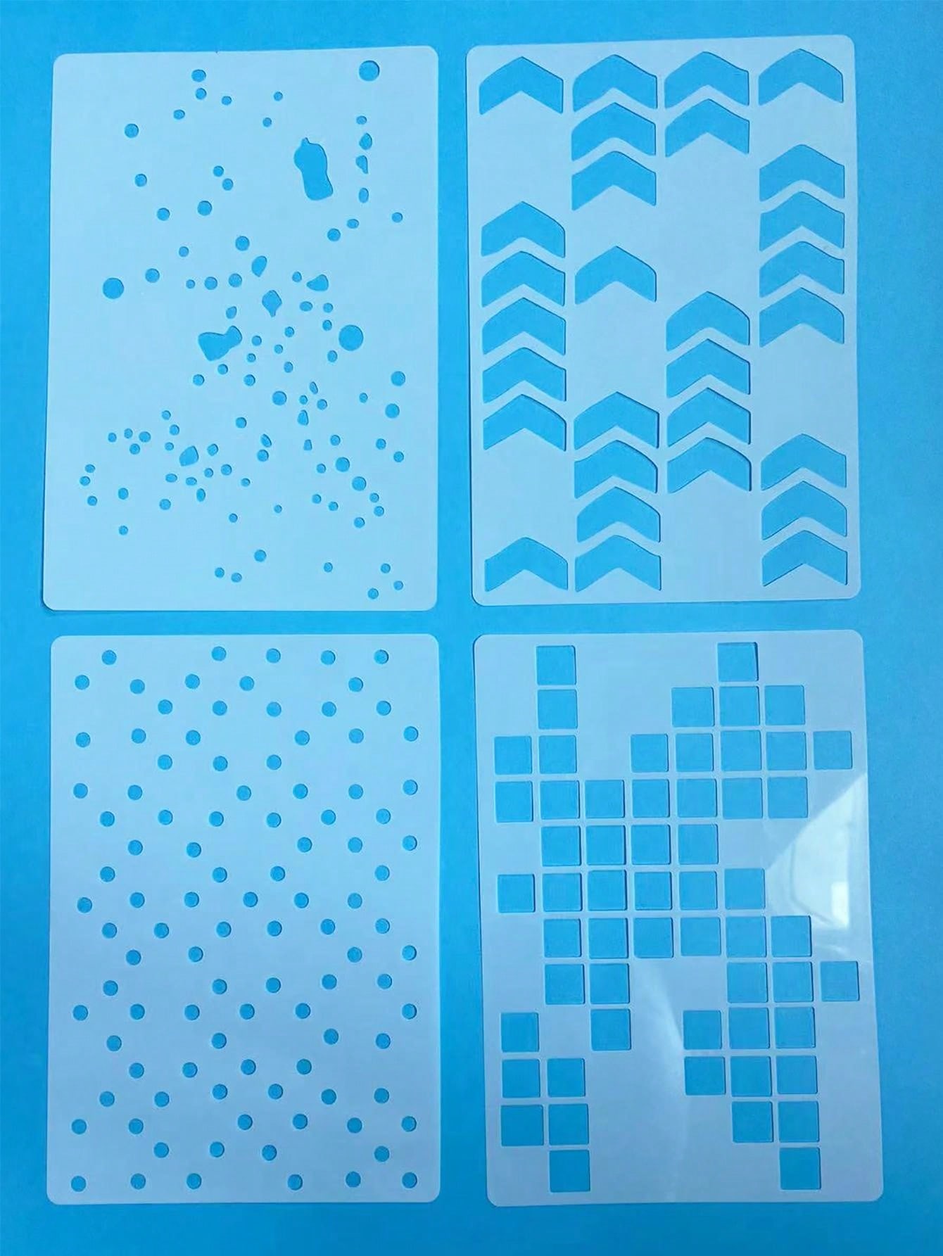 1 Pack Of 4 Drawing Stencil Templates For Airbrushing And Graffiti Art