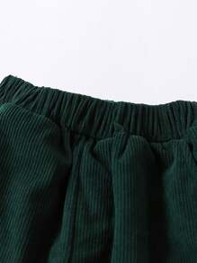 1件少年卡通刺繡長褲萊條休閒褲,春秋季節穿著適合 - 綠色 - 查看 4