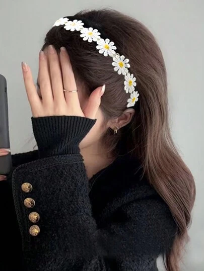 1pc Women's Elegant Simple White Daisy Headband, Suitable For Any Occasion Cute Tiaras,Hairband,Hair Hoop Headbands Hair Accessories