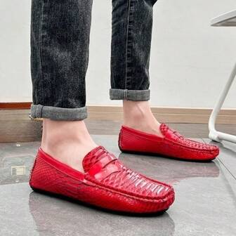 男士一步車用鞋,鱷魚皮紋理,經典懶人鞋,尺寸38-48