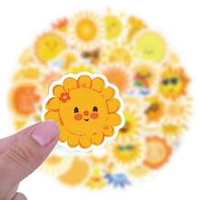 60張陽光塗鴉防水貼紙,適用於行李箱、水杯、摩托車、手提電腦、頭盔、桌面、滑板等