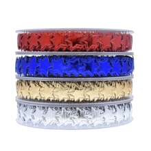 1roll 15m Metallic Gold Star Embossed Ribbon, Christmas Decoration Star Printed Fabric Ribbon Material - Gold - View 3