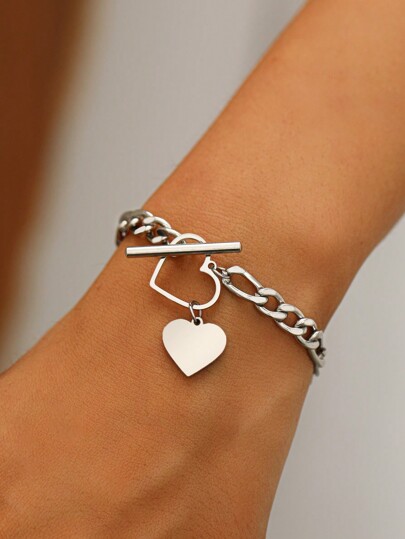 Aomogo Minimalist Fashionable Elegant Stainless Steel Heart Shaped Pendant, Perfect Gift For Girls Valentines,Mom,Mother,Mother's Day,Gift