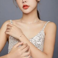 WOSTU 心形珠寶1入925純銀愛心鏈接手鍊,1入925純銀女士吊墜項鍊鍍鉑金珠寶