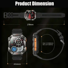 EIGIIS 男士智能手錶1入組(可打/接電話)帶指南針，超薄2寸高清屏幕，IP68防水，650mAh大容量電池，107種運動模式，配備健身追蹤功能，可與iPhone Android兼容 - 黑色 - 查看 7