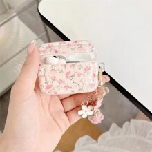 Fashionable Floral Pattern Wave Edge With Pendant Apple Earphone Case Compatible With IPhone 1/2/Pro/3/Pro (2nd Generation) Without Earphones