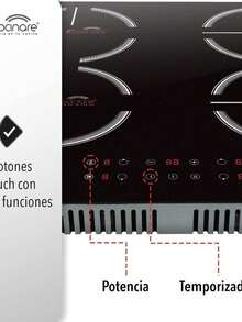 Estufa Inducción Magnética Parrilla 4 Quemadores Empotrable - Negro - Ver 3