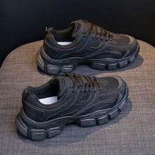 Zapatos de mujer  NUEVO Tenis de deportivas con cordon grueso con letra - Negro - Ver 2