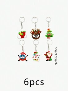 6pcs Christmas Santa Claus Keychains Party Favors - Multicolor - View 3