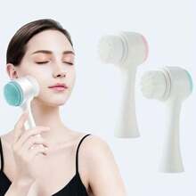 1個矽膠臉部清潔刷,雙面清潔劑和按摩器 - 彩色 - 查看 1