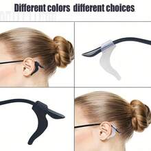 5對眼鏡夾條,柔軟舒適防滑支架,舒適矽膠彈性眼鏡鏡腳尖套套裝,適用於各式眼鏡 - 黑色 - 查看 3