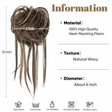 Messy Bun Hair Piece Curly Hair Bun Extensions with Straight Tails Hair Scrunchies Ponytail Hairpieces for Women Ash Blonde