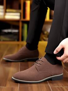 休闲男士绒面革运动鞋，多色休闲皮鞋，大码男士平底鞋（大一码） - 棕色 - 查看 6
