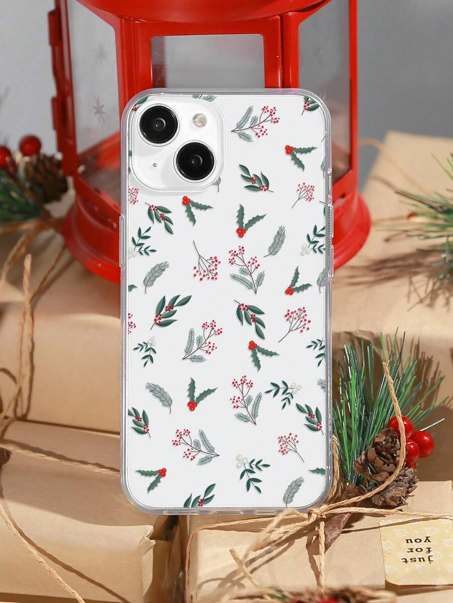 1 Vỏ điện thoại trong suốt theo chủ đề Giáng sinh với họa tiết lá cây Giáng sinh Tương thích với iPhone - Nhiều màu - Xem 1