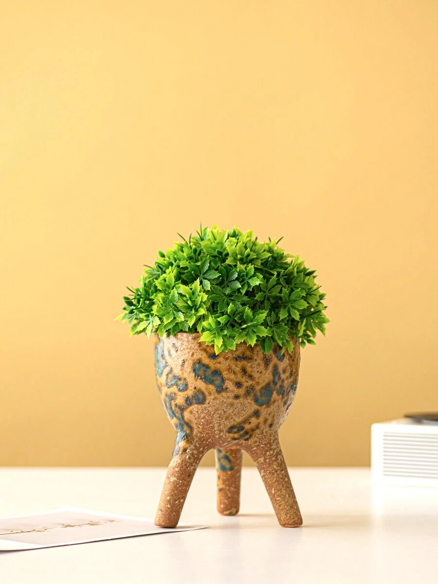 1入組陶瓷花盆,現代極簡風格,寬口帶粒狀紋理,適用於家居、辦公室、桌面和客廳裝飾