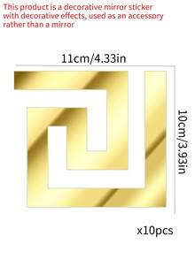 Bộ 10 Miếng Dán Tường Gương Hình Học Cutout, Miếng Dán Gương Trang Trí Gương Vàng Trang Trí Nhà - Vàng - Xem 3