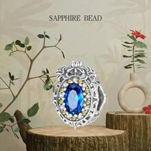 WOSTU 1 件 925 純銀藍色玻璃串珠吊飾珠子適合吊飾手鍊和項鍊珠寶 Diy