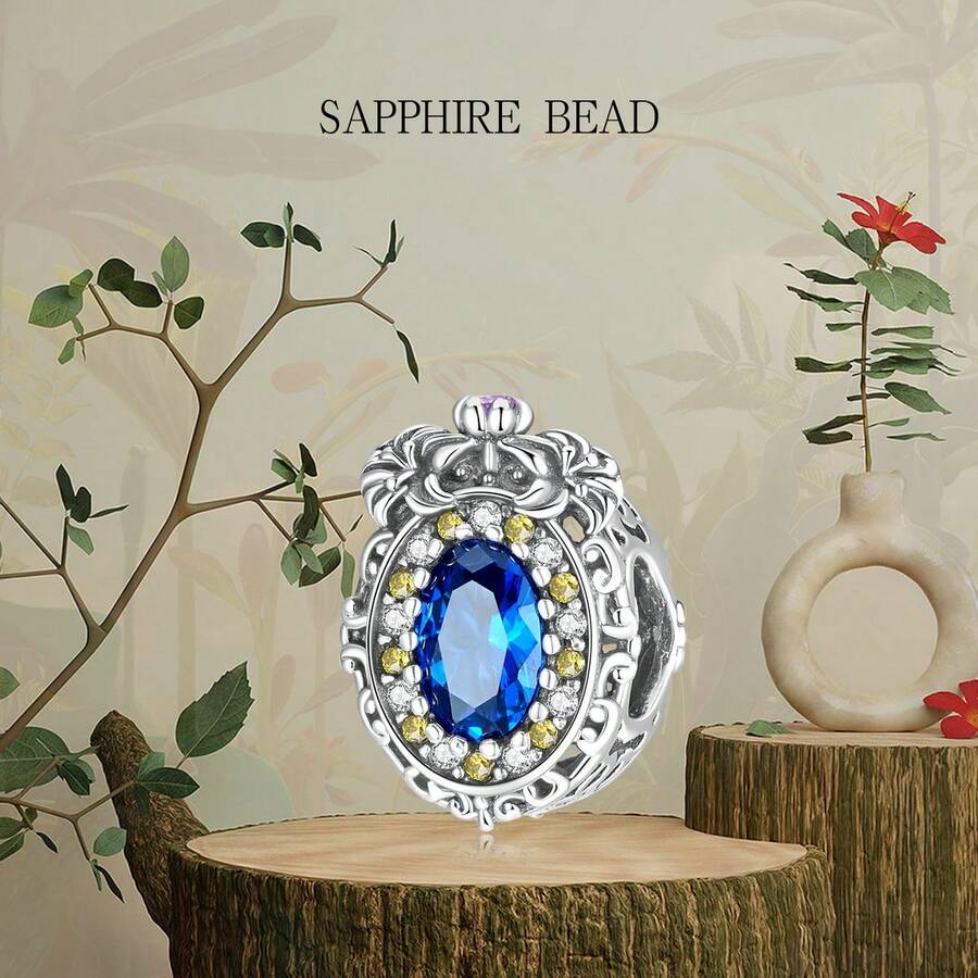 WOSTU 1 件 925 純銀藍色玻璃串珠吊飾珠子適合吊飾手鍊和項鍊珠寶 Diy