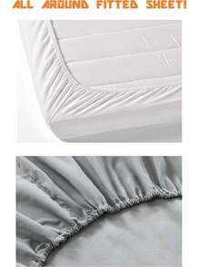 1 Piece Fitted/Drawer Sheet Cotton Breathable Solid Color - White - View 2
