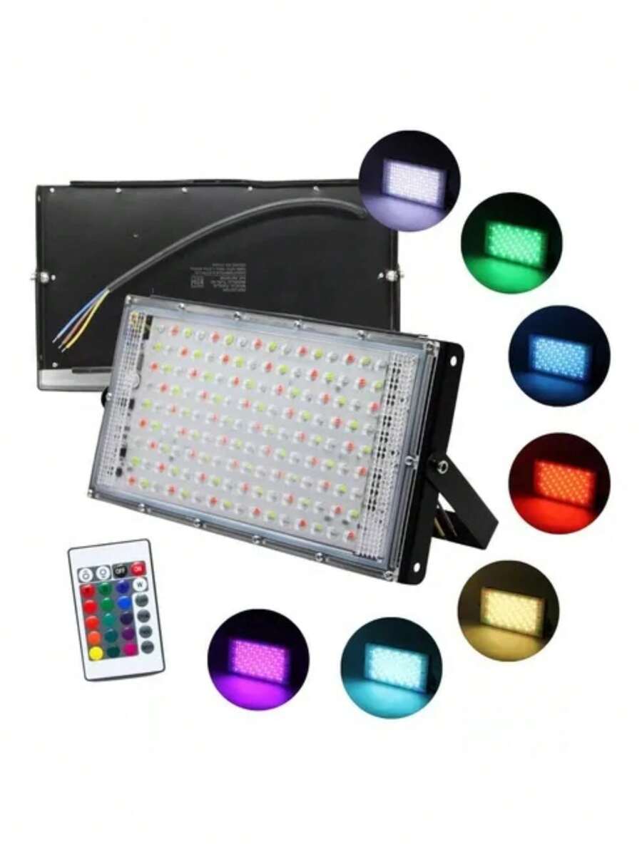 IMPORTEEK Lampara Led Rgb Reflector Iluminación Color 30w + Control - Multicolor - Ver 1