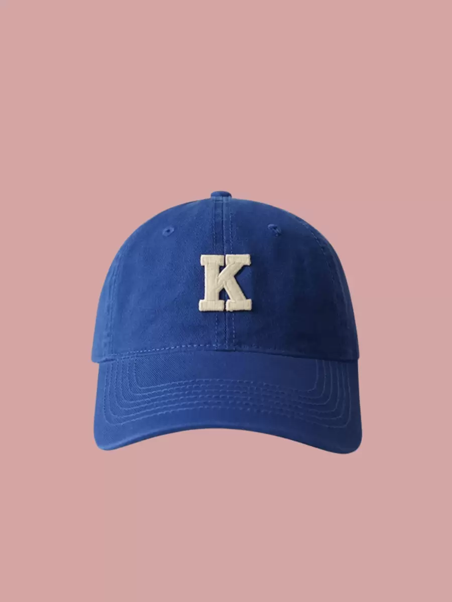 1頂男女皆宜字母k刺繡海軍藍棒球帽,防曬、休閒、戶外活動 - 寶藍色 - 查看 1