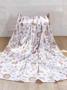 1件兔子花卉图案轻便婴儿襁褓毯 100*100cm - 彩色 - 查看 1