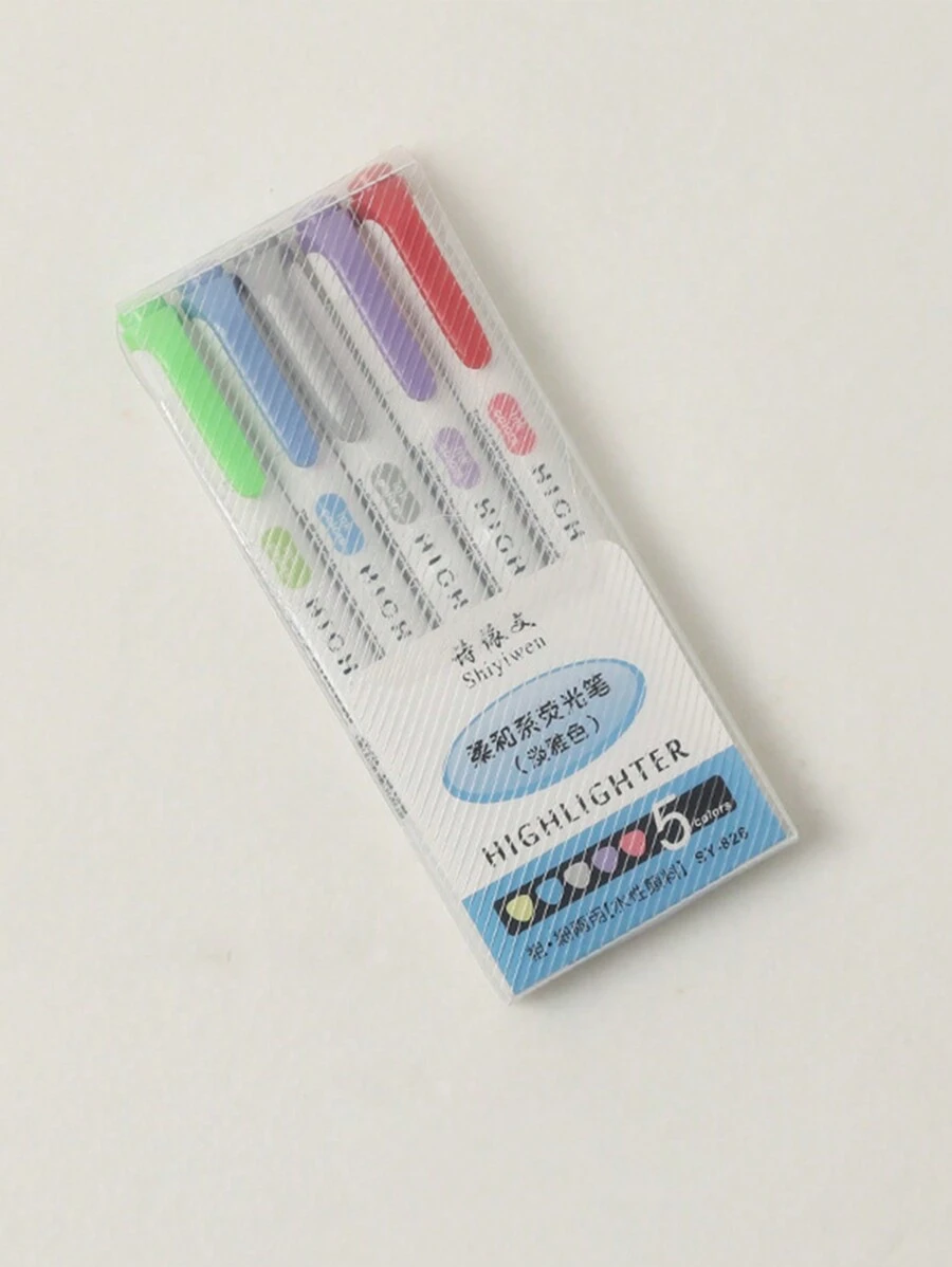 5入組學生文具筆記本荧光笔,多色可選 - 彩色 - 查看 1