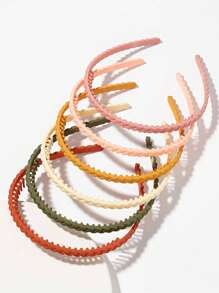 6pcs Children's Fresh & Simple Frosted Hairbands, Suitable For Daily Use - Multicolor - View 3