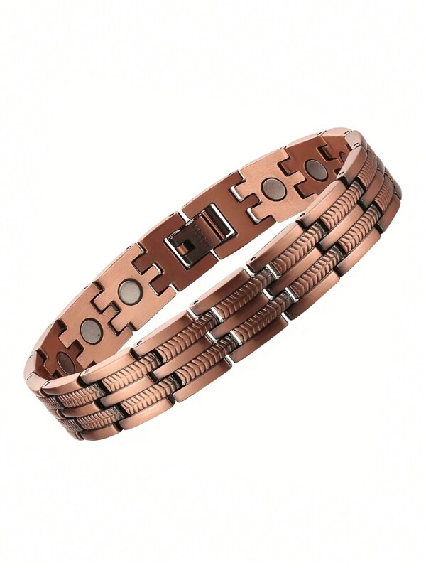 99.9% Red Copper Magnetic Bracelet With 3000 Gauss Magnetic Strength For Men, Festival Gift And Good Choice For Expressing Affection To Friends On Father's Day And Christmas