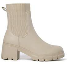 Womens Lug Sole Chelsea Boots Block Chunky Heel Mid Calf Boots Platform Ankle Booties Slip On - Màu be - Xem 2