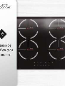 Estufa Inducción Magnética Parrilla 4 Quemadores Empotrable - Negro - Ver 5