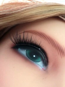 5 對自然蓬鬆細長假睫毛,10 毫米,適合日常貓眼效果 - 黑色 - 查看 2