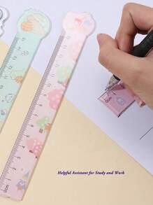1 pieza Regla creativa con forma de dibujo animado de 15cm, encantadora para estudiantes, adecuada para uso de oficina - transparente - Ver 4