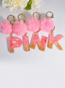 1個粉色英文字母鑰匙扣 - 粉色 - 查看 1