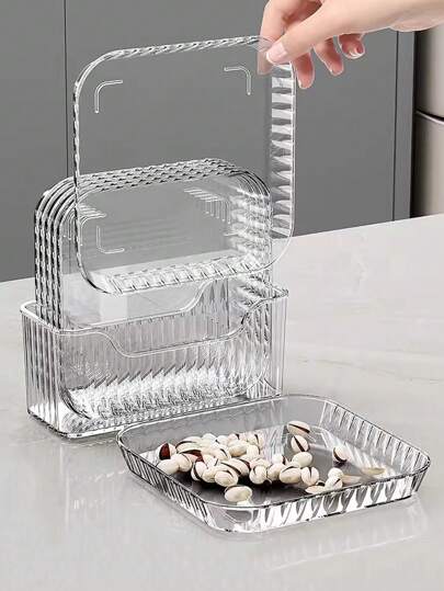 6 件装带底座塑料托盘可重复使用水果托盘、可洗甜点托盘、多功能小吃托盘、骨头飞溅托盘、创意糖果托盘、水果托盘圣诞礼物