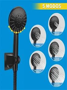 Regadera Cuadrada Tipo Lluvia Con Regadera Telefono - Negro - Ver 7