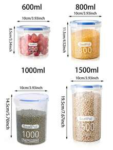 1個塑料穀類容器,廚房食品存儲罐,透明密封儲物盒,穀物儲存器 - 白色 - 查看 3